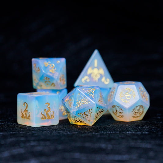 Premium Luxury Opal Polyhedral Dice set