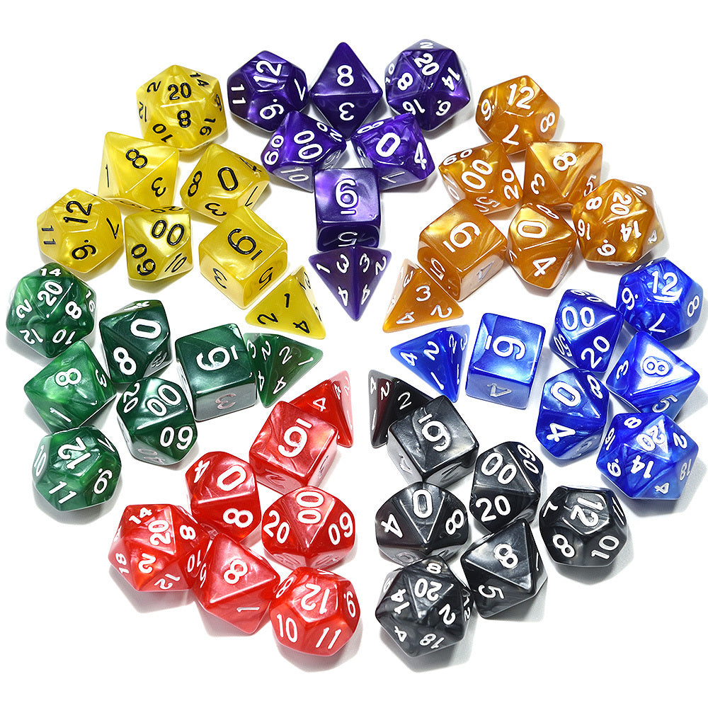 Starter Polyhedral Dice Set - Multiple Colours i.e. Black, Blue, Red, Yellow, Purple, Green & Some Gold Variants