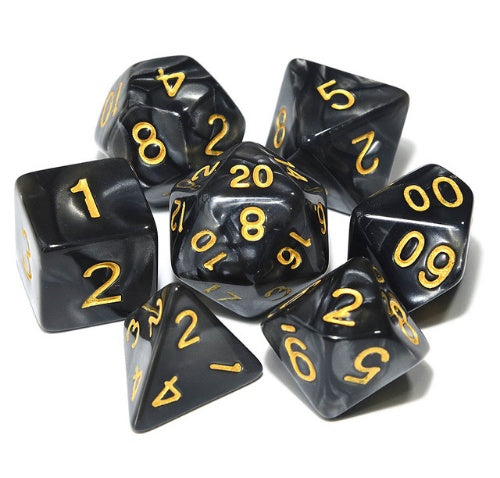 Starter Polyhedral Dice Set - Multiple Colours i.e. Black, Blue, Red, Yellow, Purple, Green & Some Gold Variants