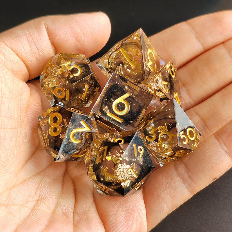 Premium Resin Polyhedral Dice Sets- Handmade/ Blue & Yellow