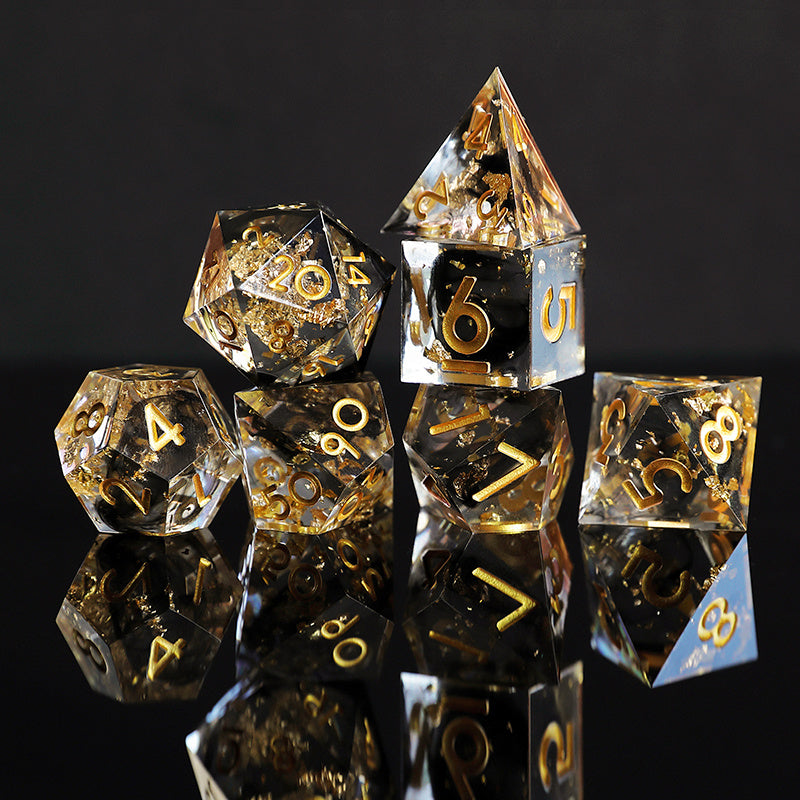 Premium Resin Polyhedral Dice Sets- Handmade/ Blue & Yellow