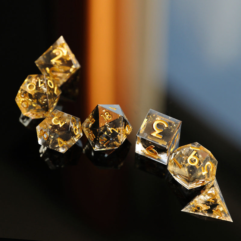 Premium Resin Polyhedral Dice Sets- Handmade/ Blue & Yellow