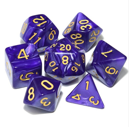 Starter Polyhedral Dice Set - Multiple Colours i.e. Black, Blue, Red, Yellow, Purple, Green & Some Gold Variants