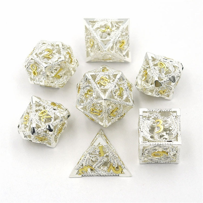 Premium Metal Polyhedral Dice Set/ Ancient Gold, Silver, Bronze, Red Copper, Black Gold, Silver Gold
