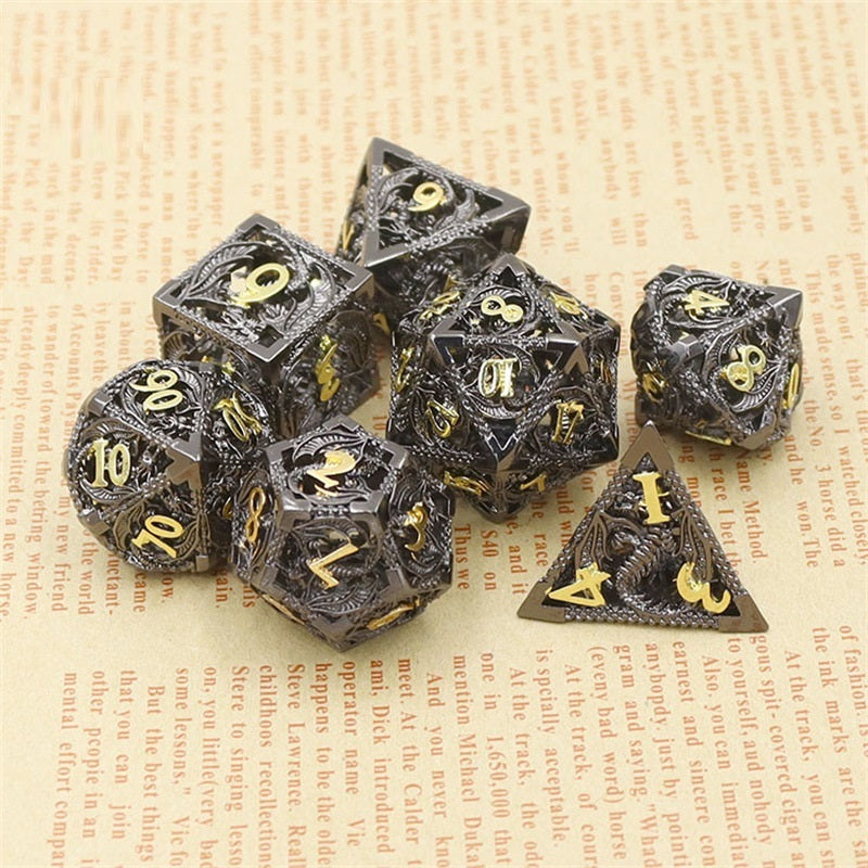 Premium Metal Polyhedral Dice Set/ Ancient Gold, Silver, Bronze, Red Copper, Black Gold, Silver Gold