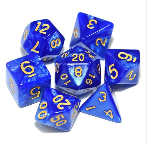 Starter Polyhedral Dice Set - Multiple Colours i.e. Black, Blue, Red, Yellow, Purple, Green & Some Gold Variants