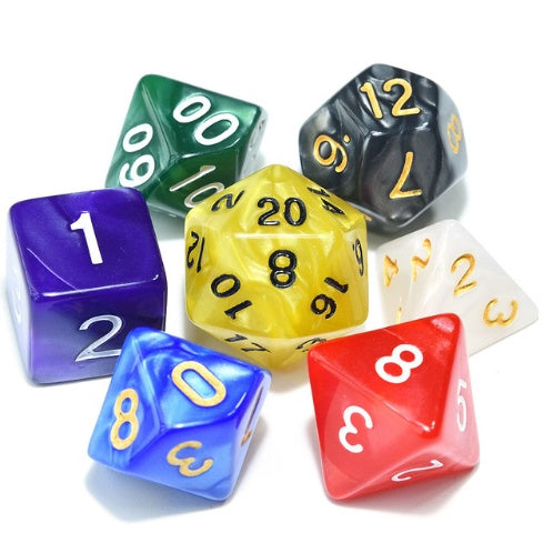 Starter Polyhedral Dice Set - Multiple Colours i.e. Black, Blue, Red, Yellow, Purple, Green & Some Gold Variants