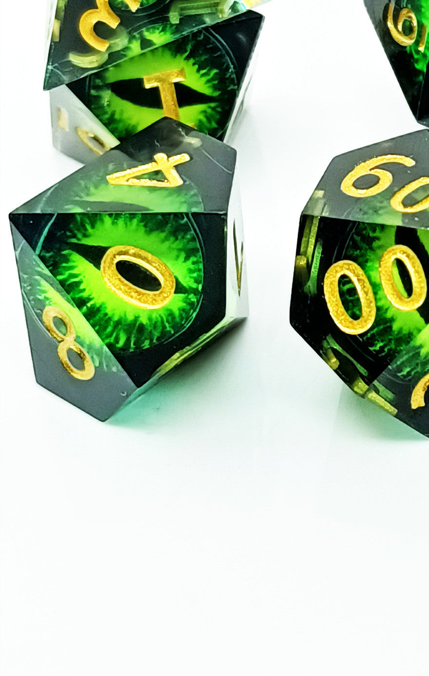 Premium Resin Polyhedral Dice Set/ Green with Iris