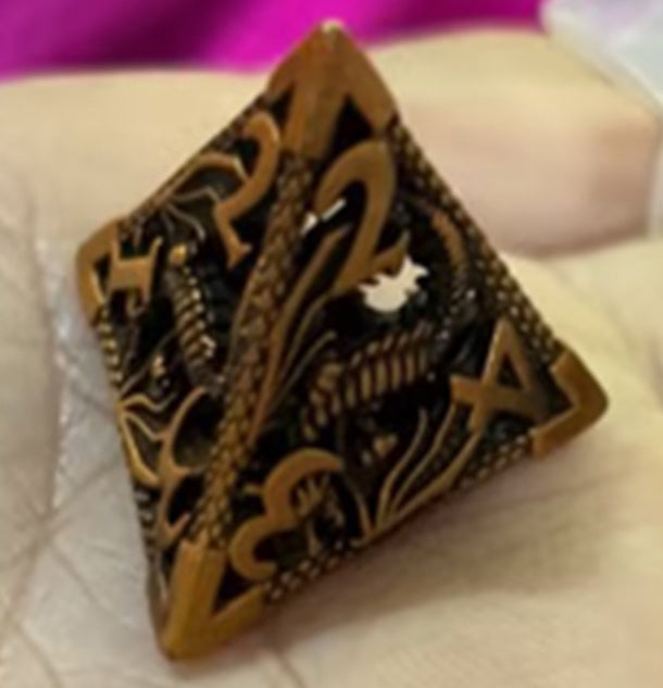 Premium Metal Polyhedral Dice Set/ Ancient Gold, Silver, Bronze, Red Copper, Black Gold, Silver Gold