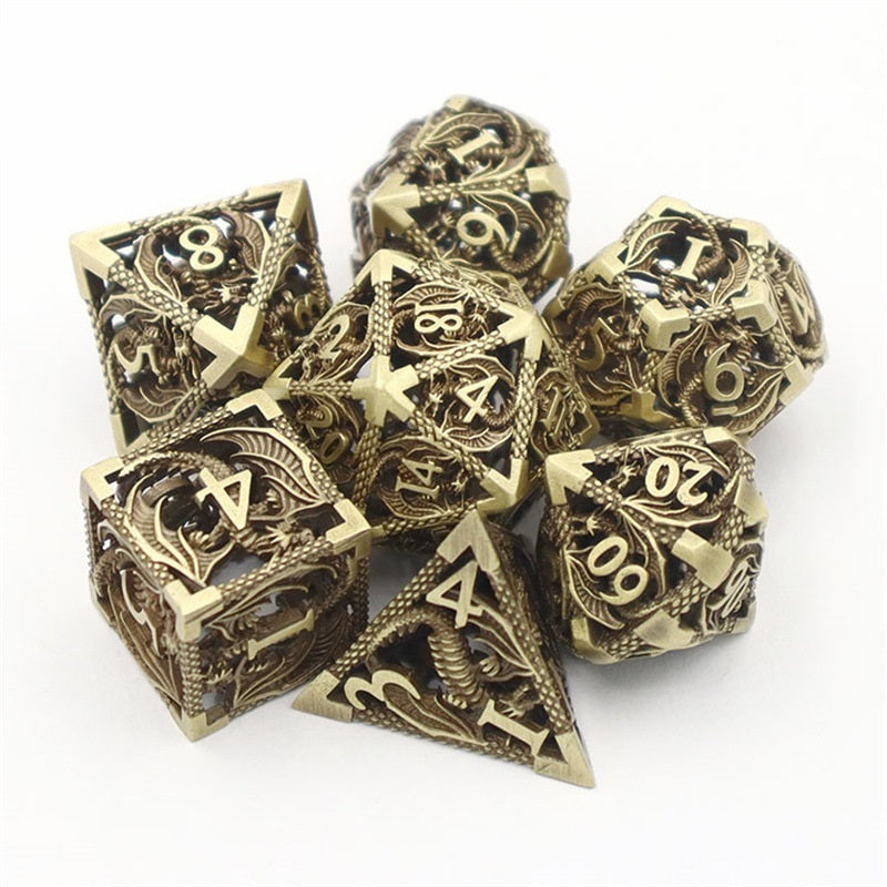 Premium Metal Polyhedral Dice Set/ Ancient Gold, Silver, Bronze, Red Copper, Black Gold, Silver Gold