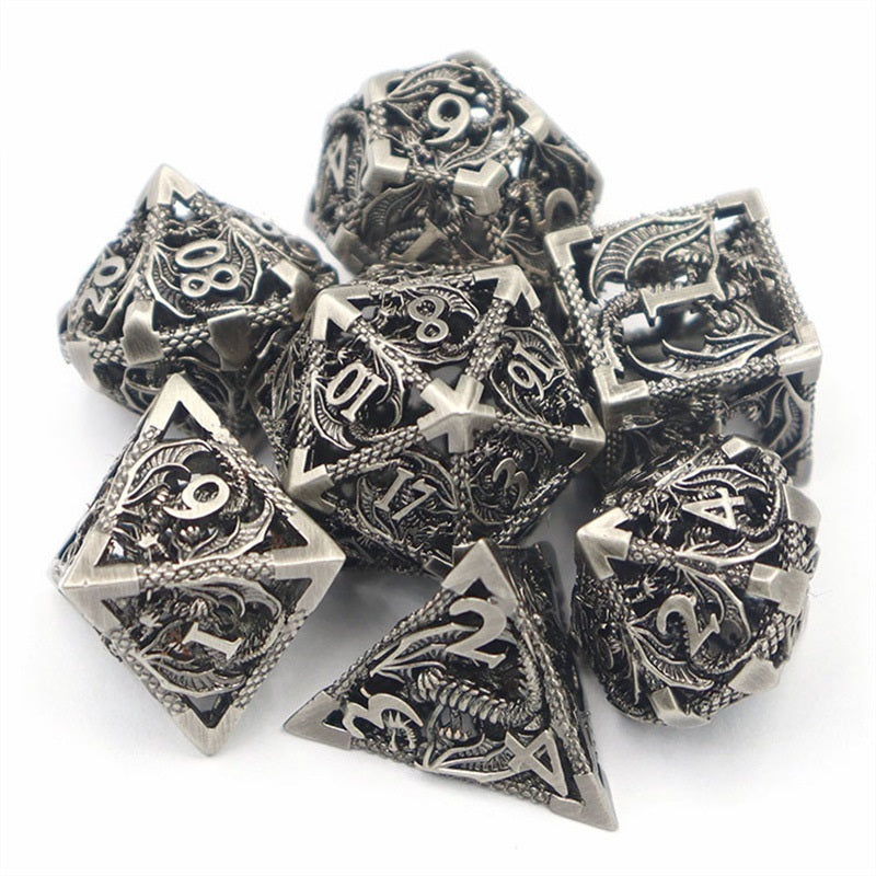 Premium Metal Polyhedral Dice Set/ Ancient Gold, Silver, Bronze, Red Copper, Black Gold, Silver Gold